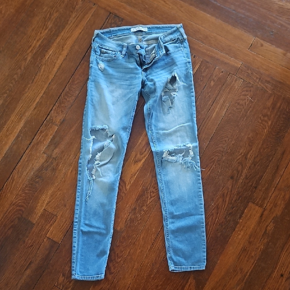 Hollister Light Blue Ripped Skinny Jeans